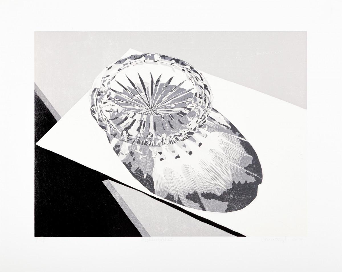 Philipp Hennevogl - Aschenbecher, 2014 Linolschnitt