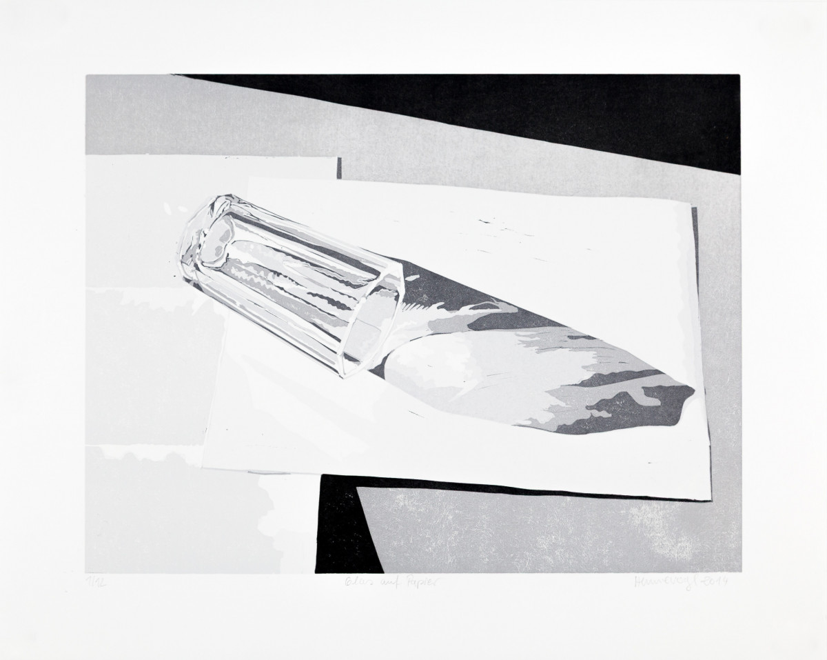 Philipp Hennevogl - Glas auf Papier, 2014 Linolschnitt