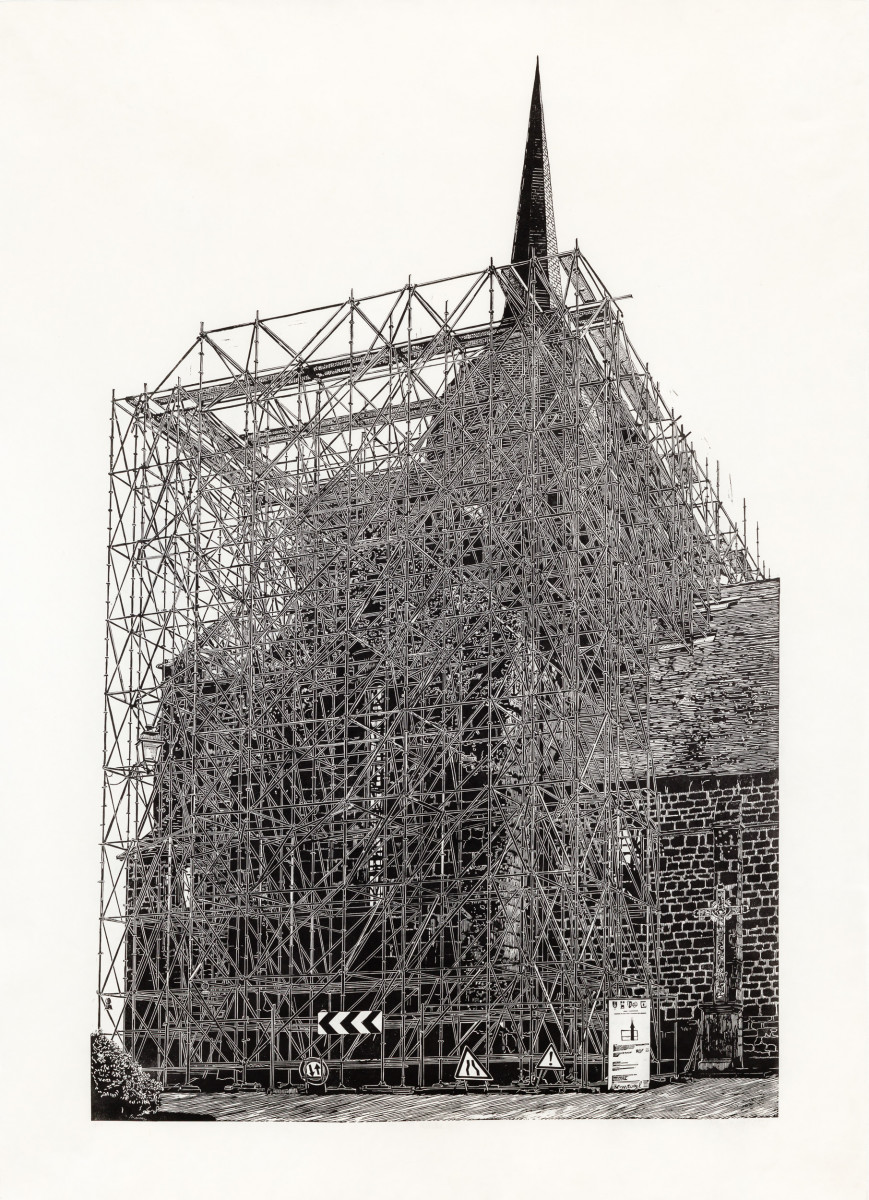 Philipp Hennevogl - Kirche, 2025 Linolschnitt